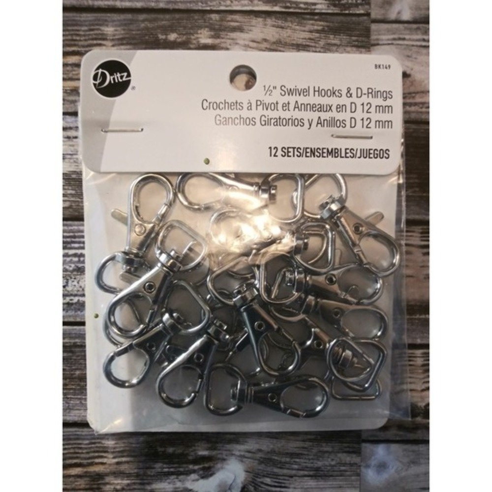 Dritz 1/2 Swivel Hook with D Rings 12pc Package NEW